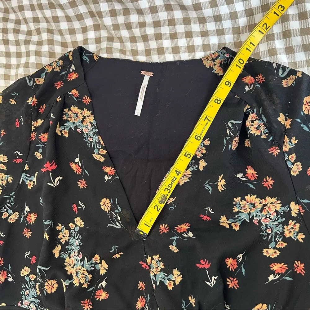 Free People Lilou Floral Bell Sleeve Mini Dress | Size L - Picture 12 of 15